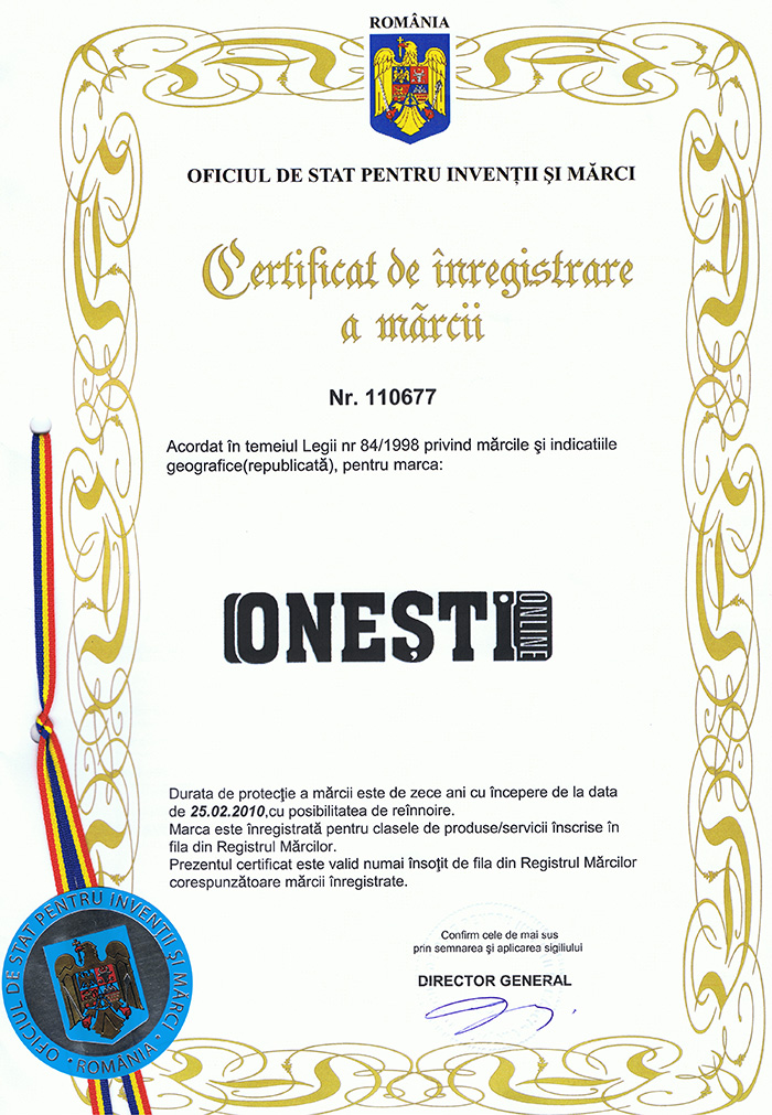 Onesti Online Marca Inregistrata